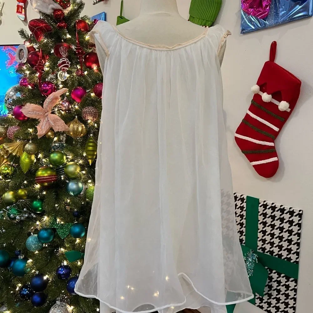 Dreamy Vintage 1950s Pin Up Perfection Layering Cake Veil Lingerie Nightgown - Picture 7 of 10